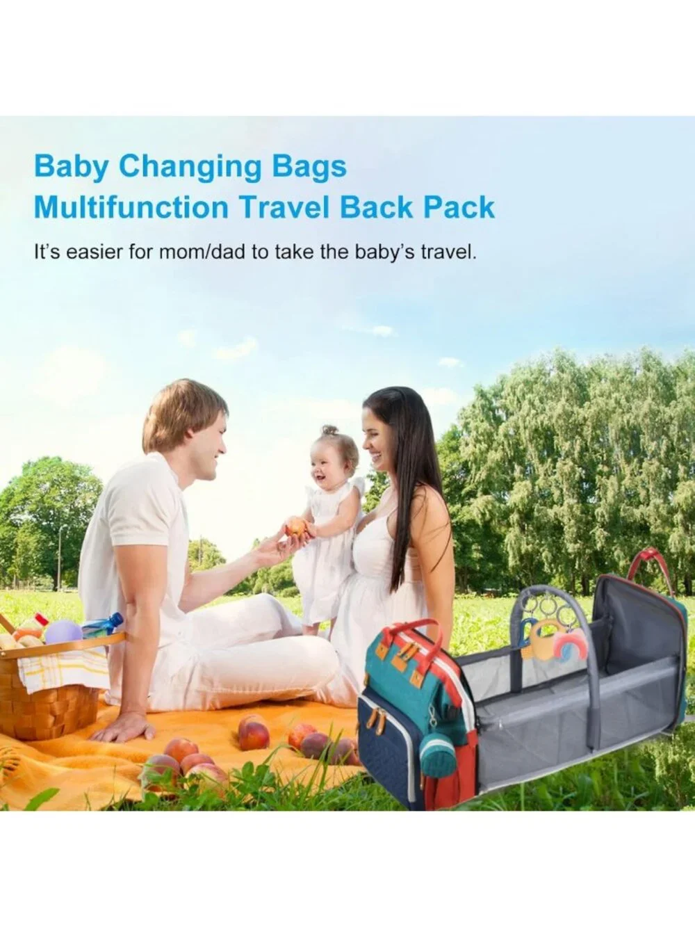 Stylish Waterproof Baby Diaper Bag Backpack with Changing Station & USB Port